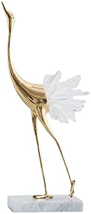 Suruim Elegant Gold Crane Statues with Crystal Tail Accents