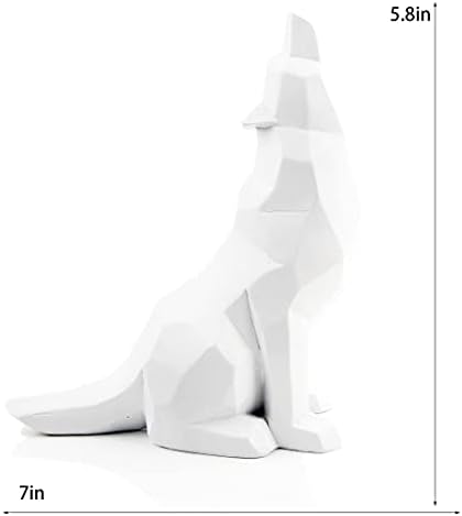 White Howling Wolf Statue Home Decor