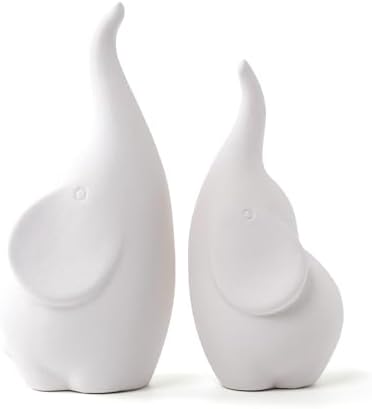Ceramic Elephant Figurines for Couples Love Symbol Decor