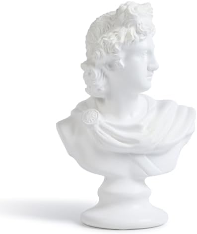 Apollo Bust Sculpture - 125 Inch White Resin Statue