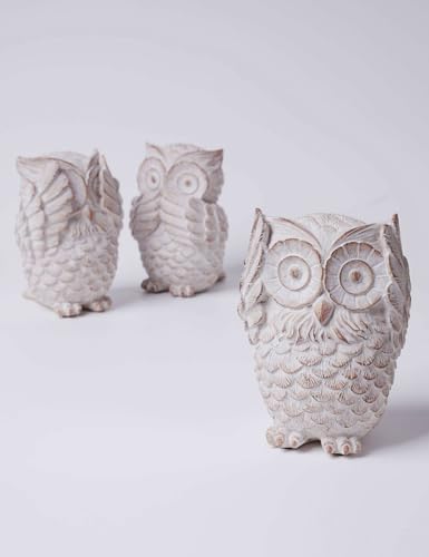 HAUCOZE 3pcs Owl Statue Animal Decor Modern Arts Sculpture