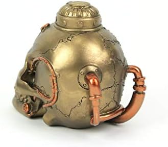 Zeckos Steampunk Cyborg Human Skull Resin Statue