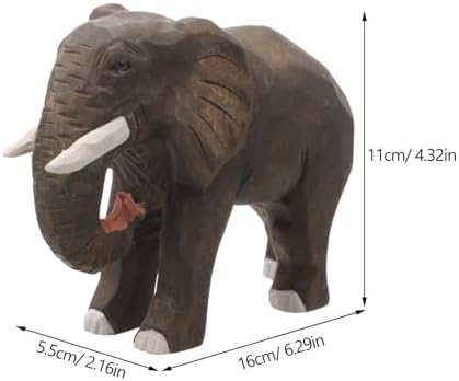 Hand Carved Wooden Elephant Statue 6 Inches Home Decor