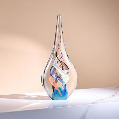 Hand Blown Glass Teardrop Sculpture Murano Style Decor
