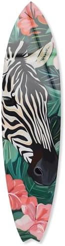 Zebra Hidden in Tropics Surfboard Acrylic Wall Art 15x60 1