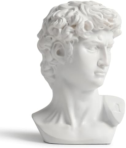 David Head Sculpture 6 Inch Resin Statue White Greek Mythology