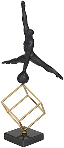 Deco 79 Marble Gymnast Decorative Sculpture with Gold Cube Base