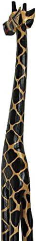 Zeckos 36-Inch Tall Hand-Carved Brown Wood Giraffe Sculpture