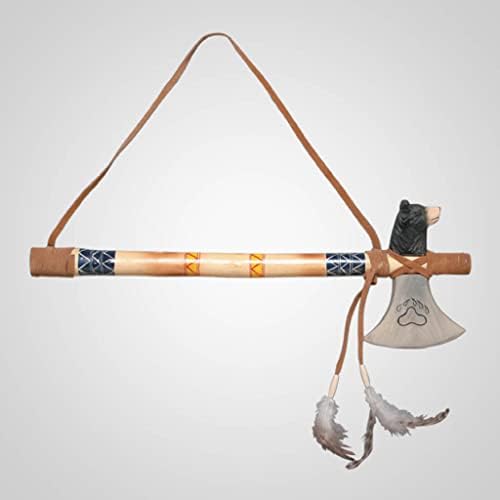 Lipco Bear Tomahawk Wall Sculpture with Wood and Feathers