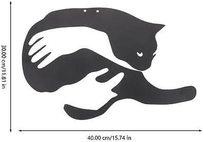 Garneck Black Metal Cat Wall Decor Sculpture
