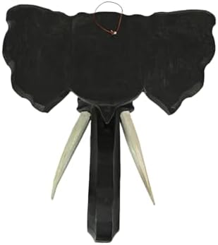 Zeckos Hand Carved Black Wood Elephant Head Wall Sculpture