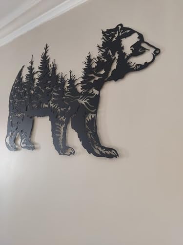 NORTH KAISER Bear Forest Wall Art Black Metal Decor