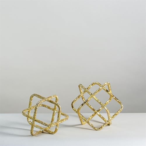 Distressed Gold Metal Cube Sculpture