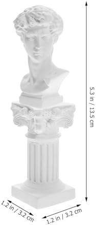 White David Head Statue Resin Roman Column Decor Statue