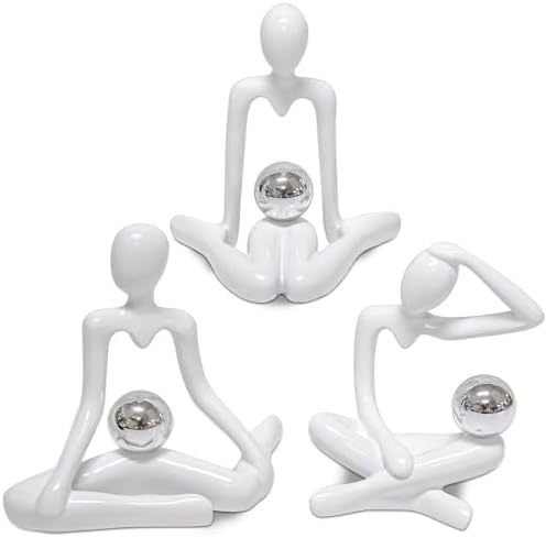 Zerzsy 3pcs Thinker Statue White Decor Abstract Art Sculpture