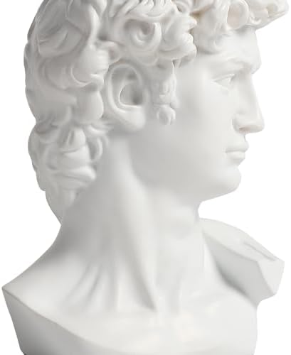 David Head Sculpture 6 Inch Resin Statue White Greek Mythology