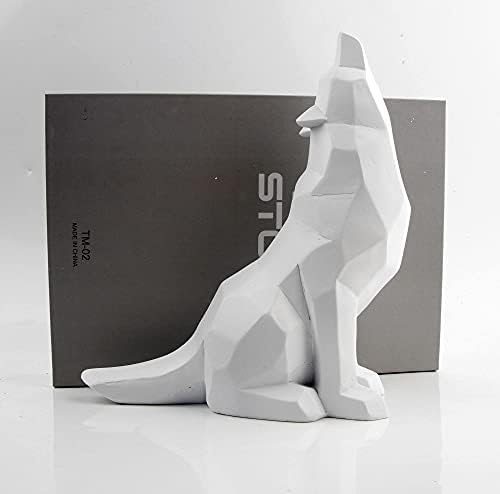 White Howling Wolf Statue Home Decor