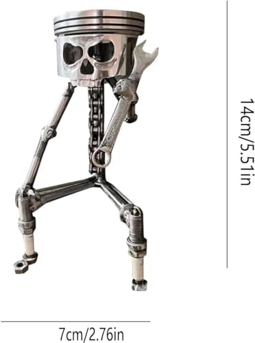 Carving Piston Skull Face Metal Art Statue