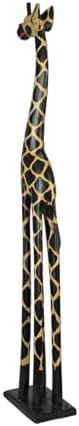 Zeckos 36-Inch Tall Hand-Carved Brown Wood Giraffe Sculpture