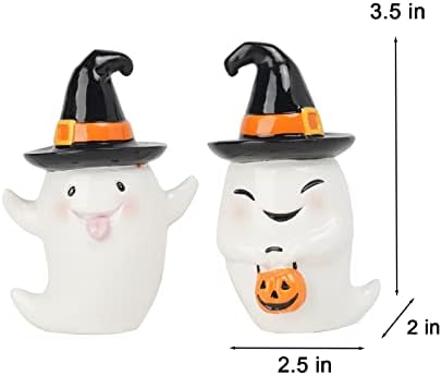 Halloween Ghost Statues Set of 2 Cute Boo Resin Sculptures