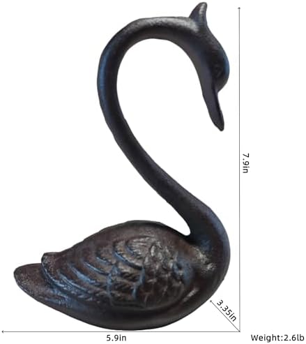 Handmade Cast Iron Swan Decor Statue