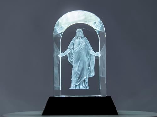 Crystal Christus 3D Laser Engraved Statue with LED Base