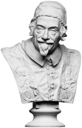 Baroque Papal Bust Sculpture White Alabaster Religious Figurine