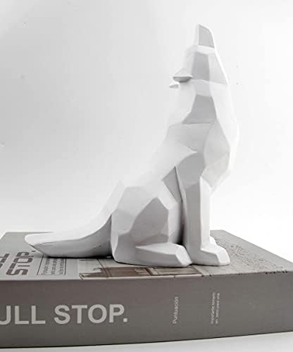 White Howling Wolf Statue Home Decor
