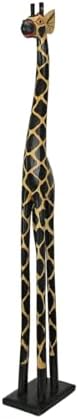 Zeckos 36-Inch Tall Hand-Carved Brown Wood Giraffe Sculpture
