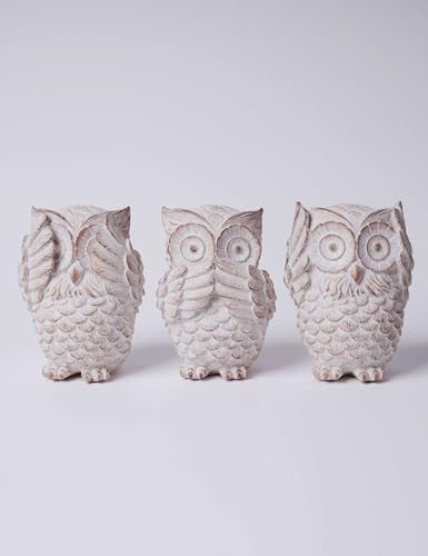 HAUCOZE 3pcs Owl Statue Animal Decor Modern Arts Sculpture