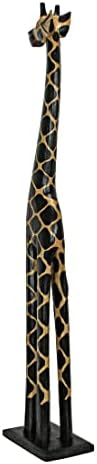 Zeckos 36-Inch Tall Hand-Carved Brown Wood Giraffe Sculpture