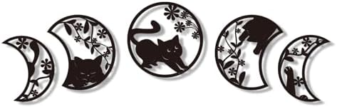 Oubasa Black Cat Moon Phase Wall Art Set of 5