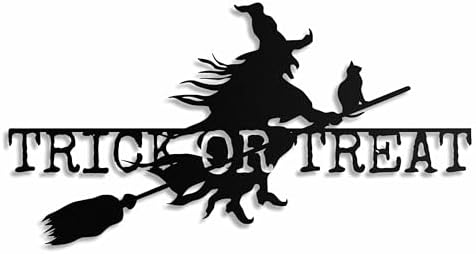Pluviart Spooky Halloween Wall Art Sign - Witch Cat Silhouette