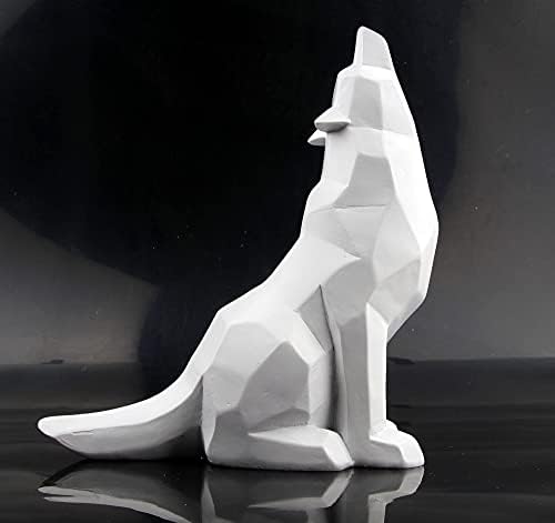 White Howling Wolf Statue Home Decor