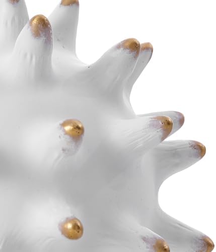 8 White Decorative Sphere Statue with Gold Tips