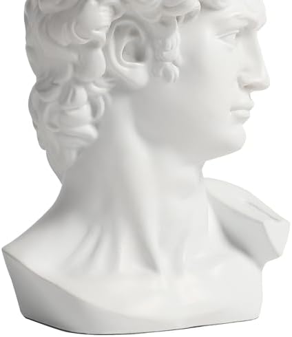David Head Sculpture 6 Inch Resin Statue White Greek Mythology