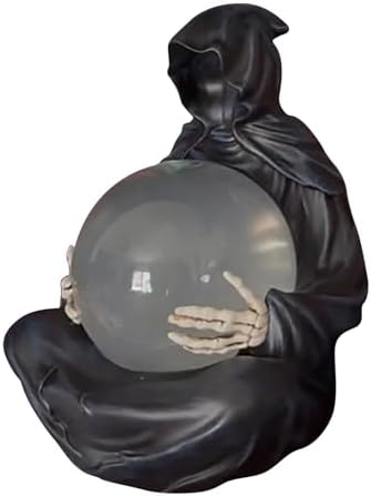 Gothic Resin Sitting Statue with Glowing Ball 59 Inch