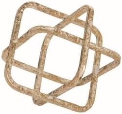 Distressed Gold Metal Cube Sculpture