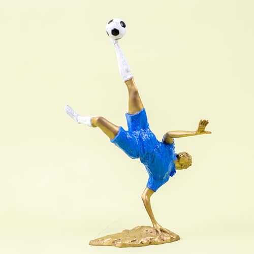 Bronze Soccer Player Sculpture - Overhead Kick Goal Pose