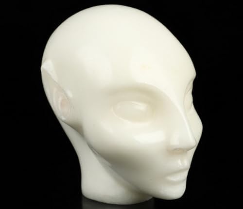 Skullis 43 Inch White Jade Crystal Skull Statue