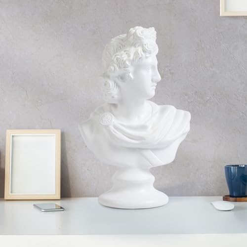 Apollo Bust Sculpture - 125 Inch White Resin Statue
