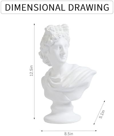 Apollo Bust Sculpture - 125 Inch White Resin Statue