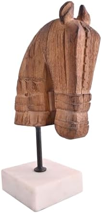 Antique Wooden Horse Head Decor Statue