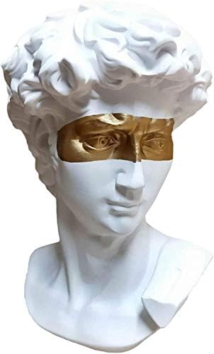 Greek David Head Statue - White Resin Figurine Decor