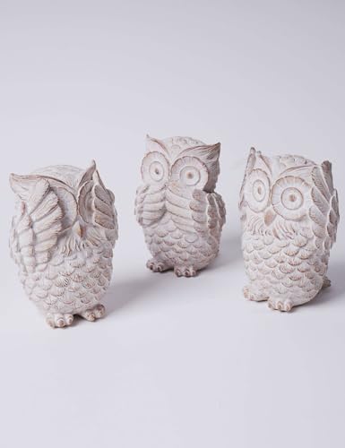 HAUCOZE 3pcs Owl Statue Animal Decor Modern Arts Sculpture