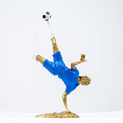 Bronze Soccer Player Sculpture - Overhead Kick Goal Pose