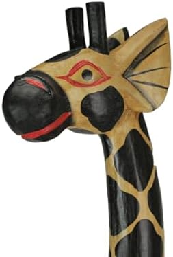 Zeckos 36-Inch Tall Hand-Carved Brown Wood Giraffe Sculpture