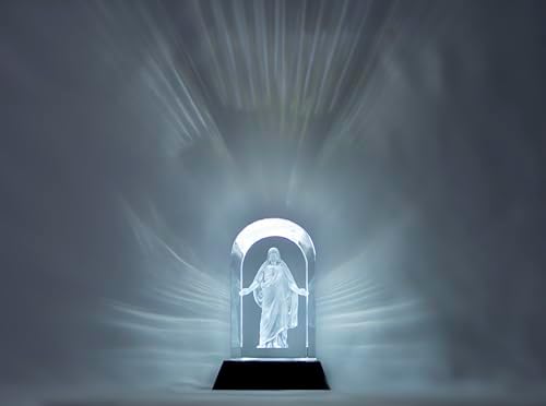 Crystal Christus 3D Laser Engraved Statue with LED Base