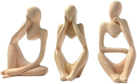 3 Pcs Yellow Thinker Statue Home Decor Set