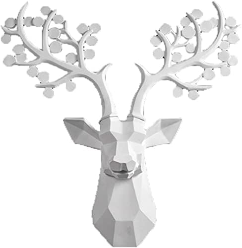 White Geometric Deer Head Wall Sculpture Decoration